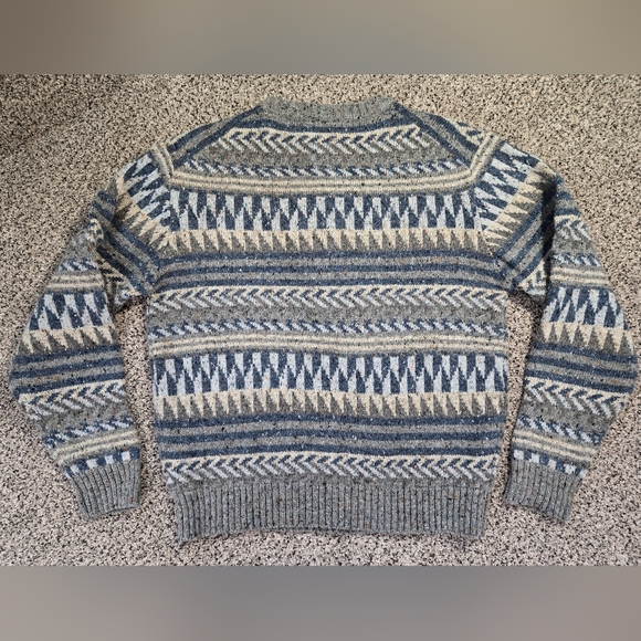 VTG Saugatuck Dry Goods Co. Blue & Gray Patterned Wool Blend Sweater Size L EUC - Picture 4 of 7